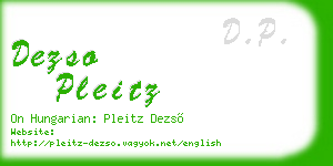 dezso pleitz business card